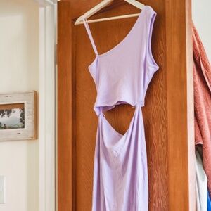 Lavender Half Shoulder Cotton Bodycon Dress